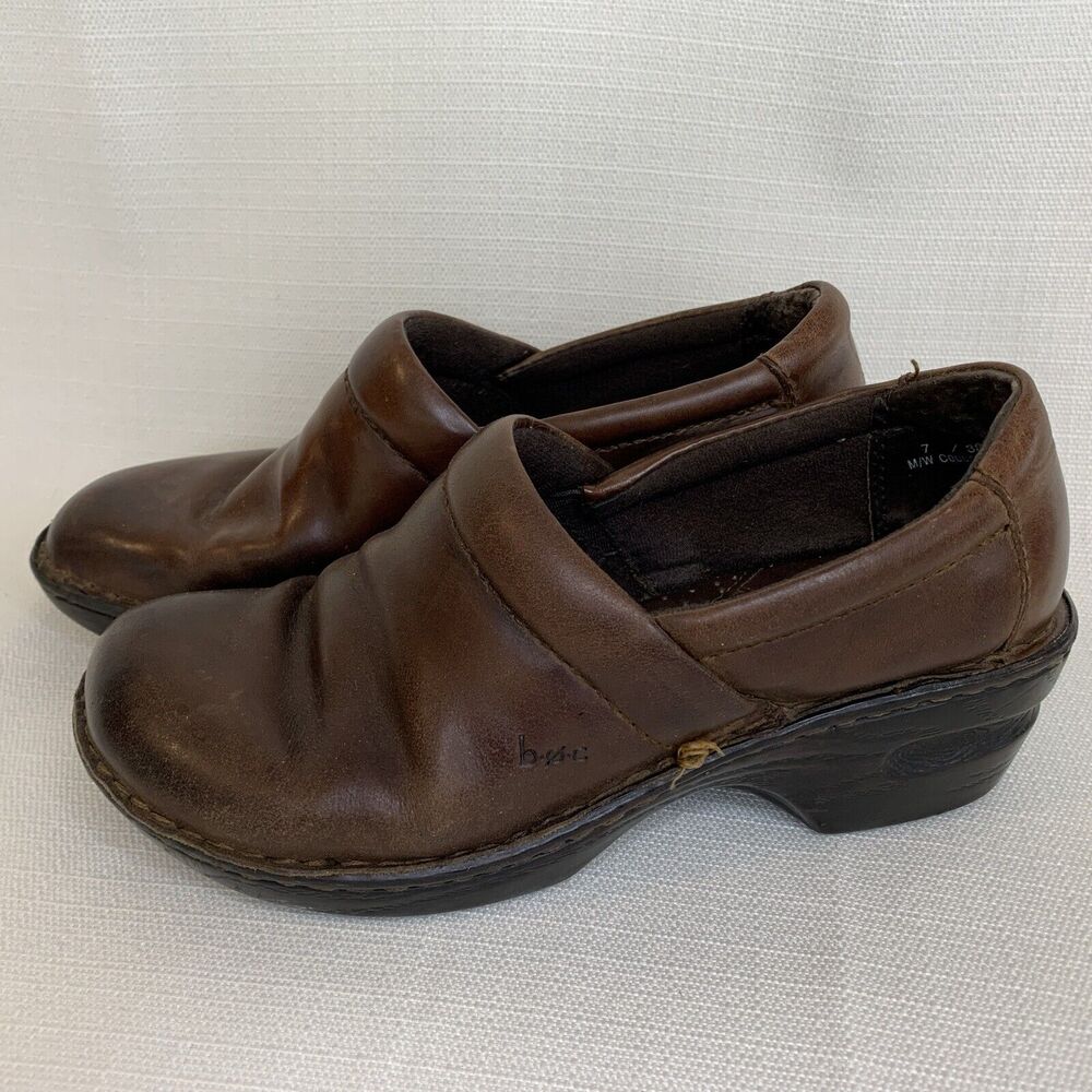 BOC Born Concept Shoes Womens 7 M Peggy Clogs Heels C00057 Brown Slip‎ On